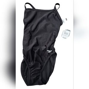 NWT Girls Speedo Black One-Piece Cross Back Swimsuit ( SIZE 26)